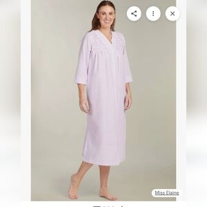 Miss Elaine Lavender Embroidered Seersucker House Lounge Dress XL